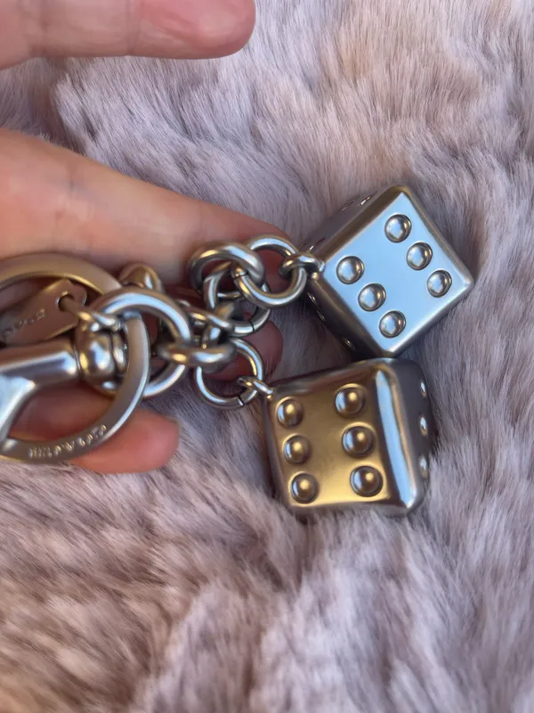 Coach 3D Solid Metal Dice Cluster Bag Charm Keychain Key Fob Silver CZ128 - Image 6