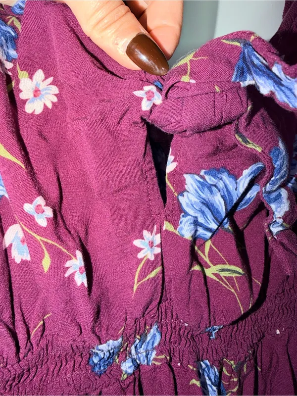 Xhilaration Eggplant Purple Floral Puff Sleeve Dress - Image 4