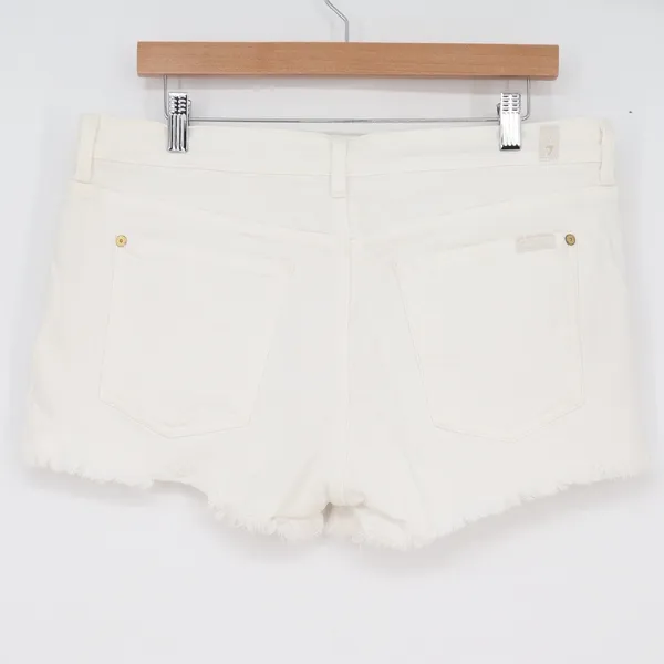 7 For All Mankind Womens White Denim Cut Off Shorts Frayed Hem Size 32 - Image 7
