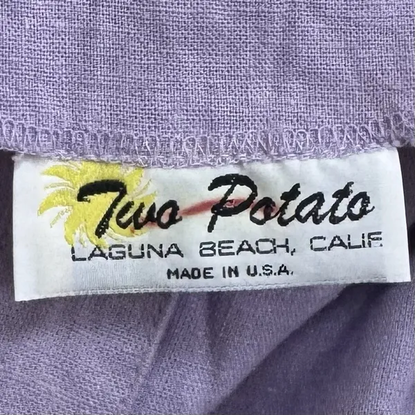 Vintage Two Potato 100% Linen Purple Hooded Pullover Coastal Resort Travel‎ M - Image 8