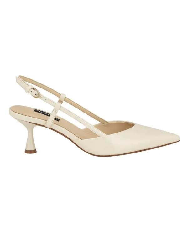 NWT Nine West Women’s Rhonda3 Kitten Heel Slingback Pumps Ivory Off White 6.5M - Image 5
