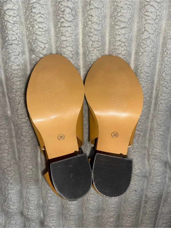 Tan Cutout Peep Toe Wedge Sandals Size 36 - Image 4
