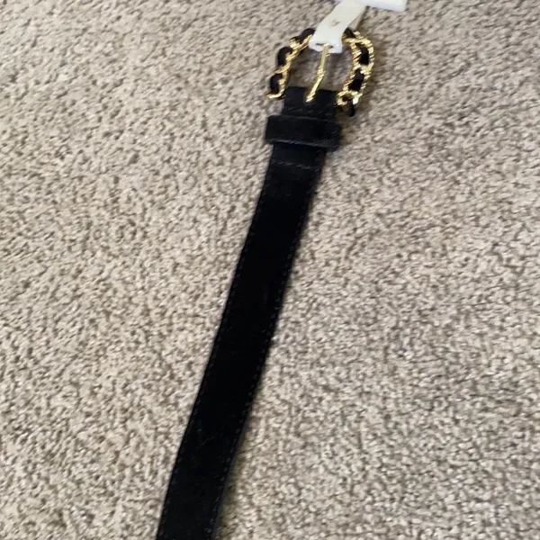 Women’s Black Velvet Belt with Gold Buckle Size XL NWT - Image 3