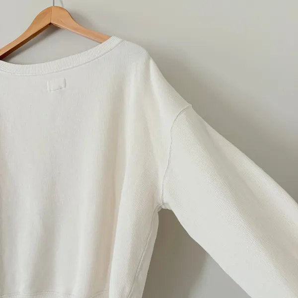 American Eagle Sweatshirt AE Off The Shoulder London 77 England Small Cream - Image 7