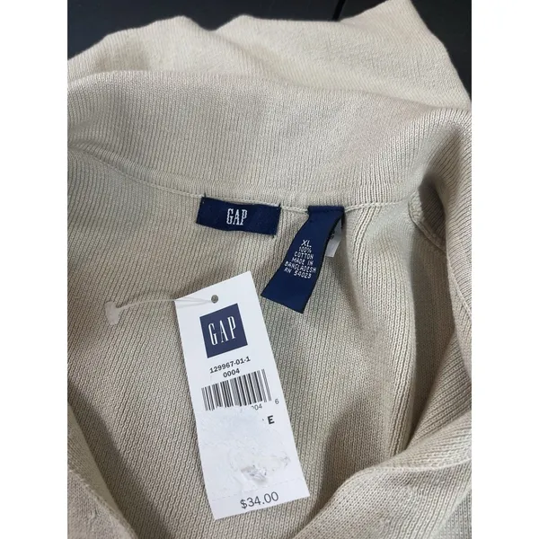 Vintage 2001 GAP Polo Tennis Knit Sweater XL Beige Short Sleeve Preppy Y2K NWT - Image 9