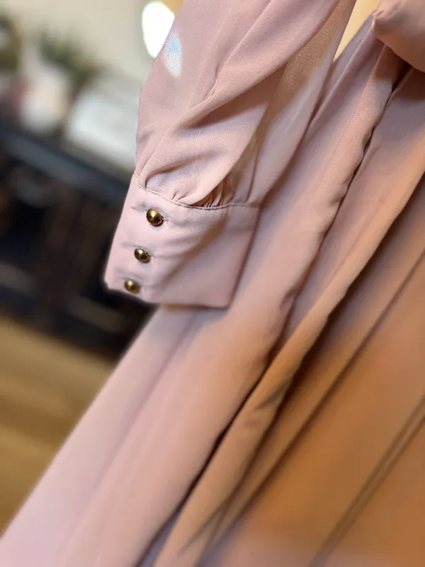 BalticBorn Lydiah Long Sleeve Chiffon Maxi Blush Pink - Image 4