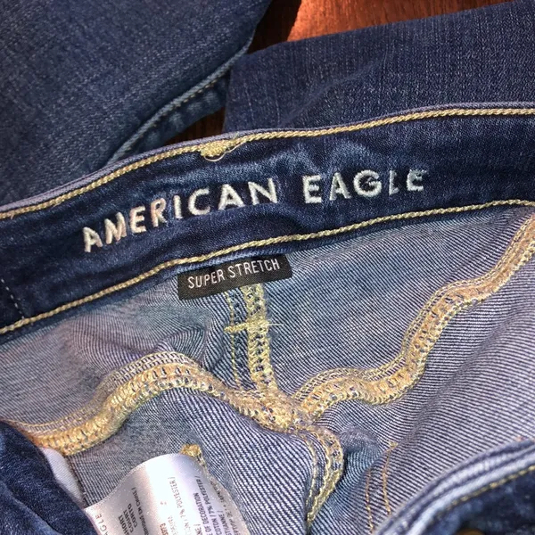 Size 0 Short American Eagle Stretchy Blue Distressed Skinny Jeans - Image 5