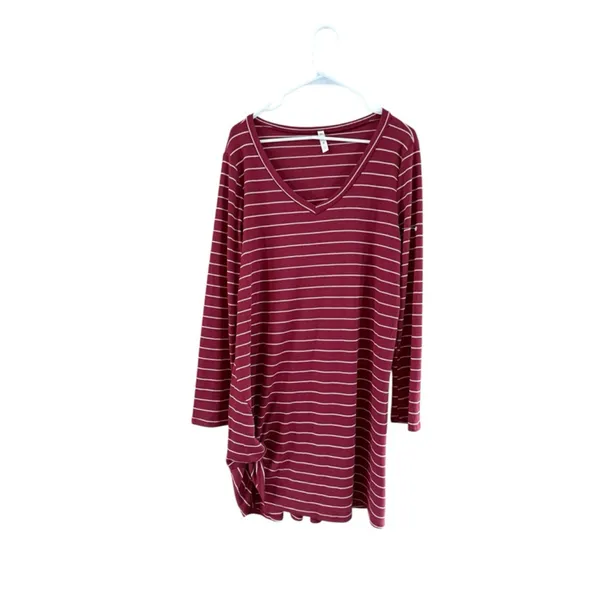 Women's mts Red & White Striped Long Sleeve Dress, Size L - Image 8