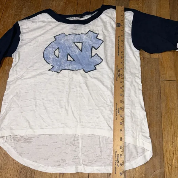 Three Square UNC Tar Heels Women XL Raglan Burnout T-Shirt Navy White Distressed - Image 5