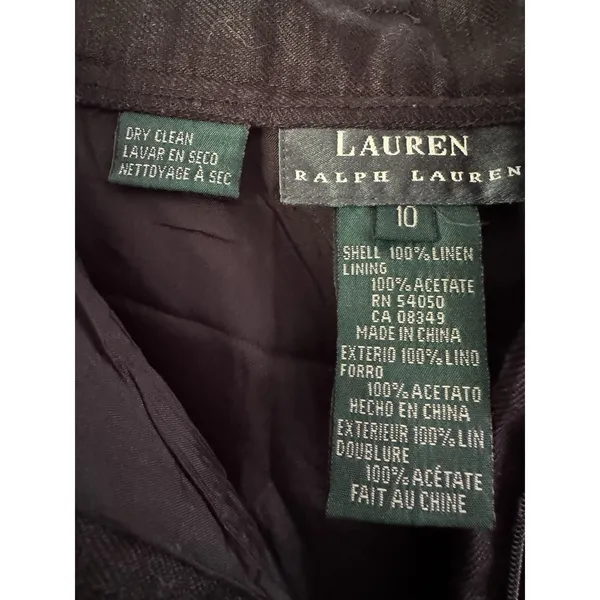 Ralph Lauren Black 100% Linen Pleated Straight Leg Lined Pants Women’s Size 10 - Image 6