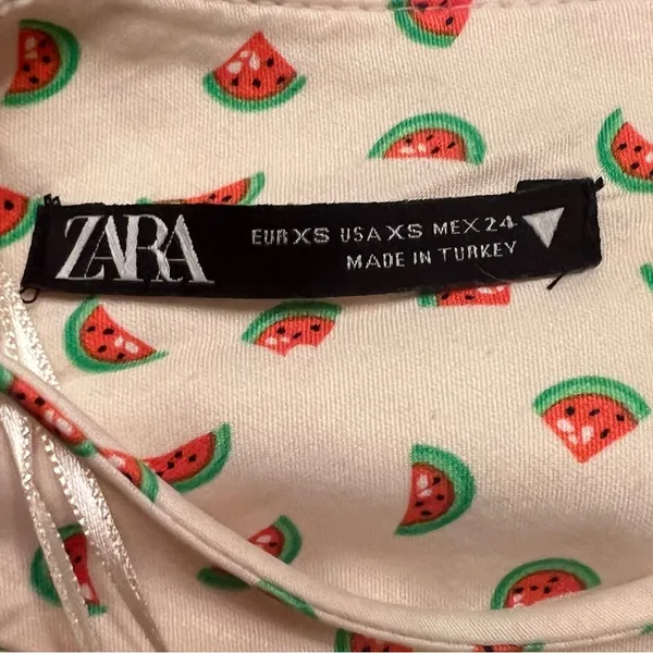 ZARA Watermelon Print Satin Effect Crisscross Lace-Up Tie Back Crop Top‎ Size XS - Image 13