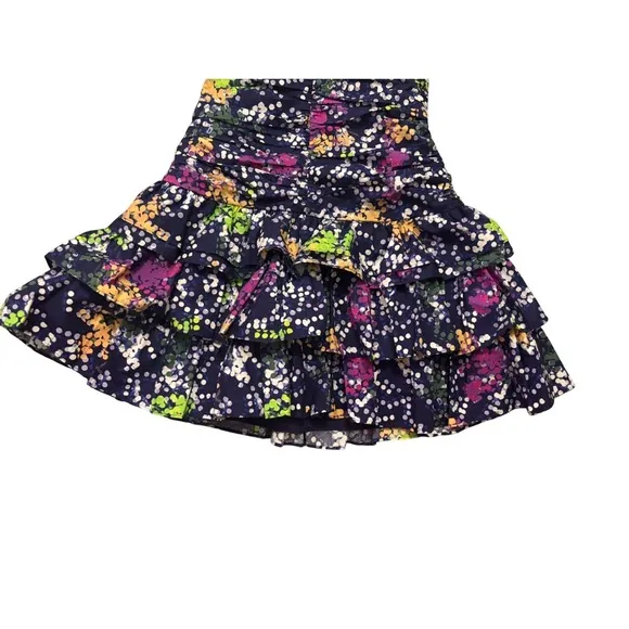 Moda International Navy Floral Polka Dot Strapless Ruffle Mini Dress 0 HOCO Prom - Image 5