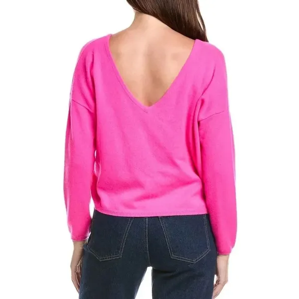Brodie Cashmere Rosa Reversible Cashmere Sweater Diva Pink Women’s Medium - Image 2
