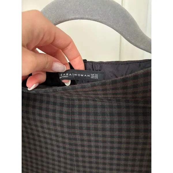 Zara Woman Plaid Skinny Pants XS Black Gray Check Ankle Trousers Office Career - Image 7