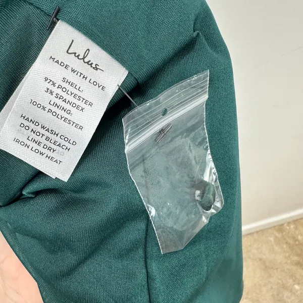 Lulus Love in Your Life Emerald Green Satin Halter Maxi Dress Formal Large NWT - Image 10