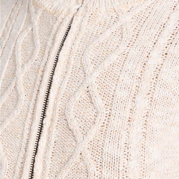 Free People Mont Blanc Mini Dress Cable‎ Knit Zip Quiet Luxury Bodycon M Oatmeal - Image 5