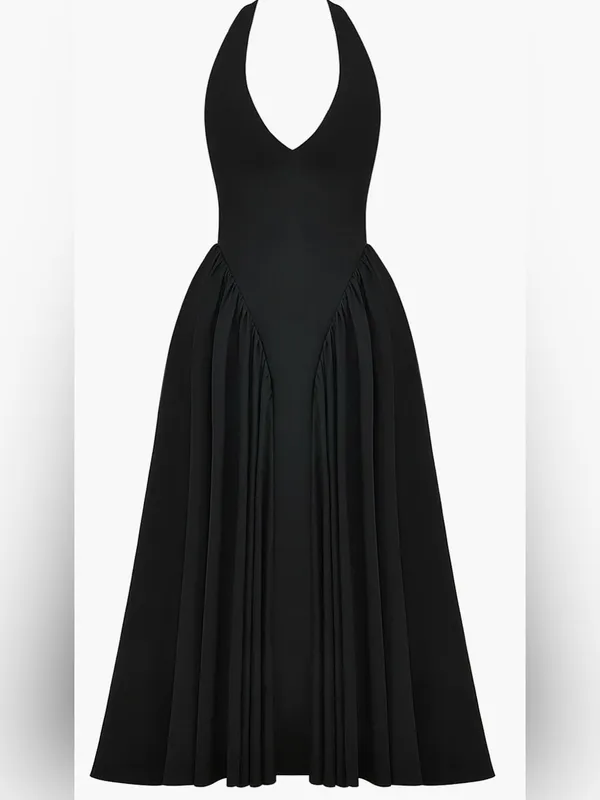 NEW HOUSE OF CB Marilyn Halter Black Midi Dress sz S - Image 4