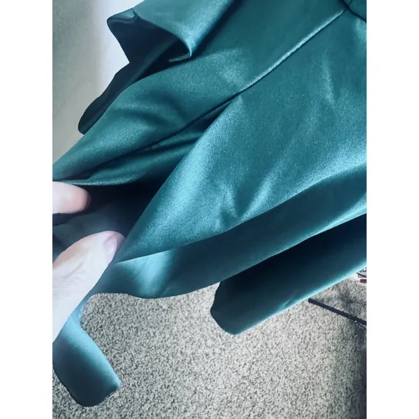 Fifteen Roses Green Satin Formal Dress tulle short full flare skirt prom sz 10 - Image 4