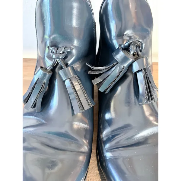 Zara Trafaluc Black‎ Leather Tassel Chelsea Ankle Boots 38 Preppy Coastal Rain - Image 7