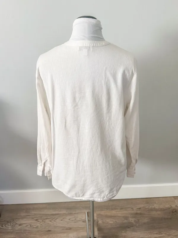 Anthropologie Calligraphie White Linen Shirt - Image 6