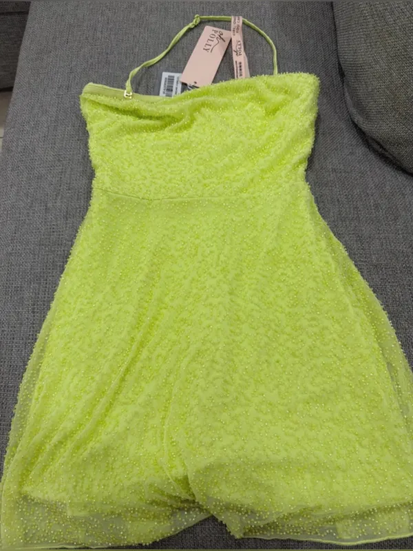 Oh Polly Lime Salerno Embellished Multi Wear A-Line Mini Dress - Image 4
