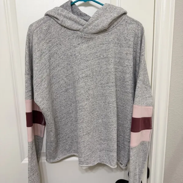 Abercrombie & Fitch Gray Sweater with Pink and Maroon Stripes - Image 2