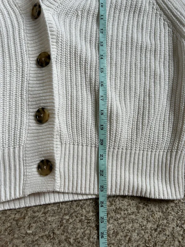 A New Dat Chunky White Cream Button-Front Knit Cardigan Neutral Casual Fall - Image 6