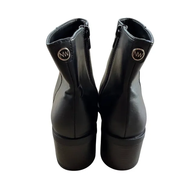 Nine West Black Square Toe Block Heel Ankle Boots Booties Womens Size 8M - Image 5