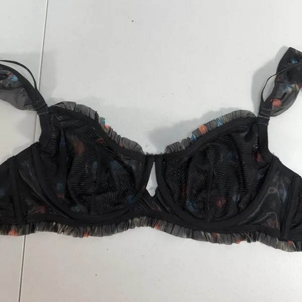 Torrid Plus 1X Bralette Bra Sweet‎ Inkatha Floral Ruffle Mesh Underwire Gorgeous - Image 10