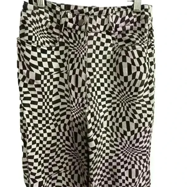 Princess Polly Women's Flared Checkerboard Pants Size 0‎ Black and White - Image 5