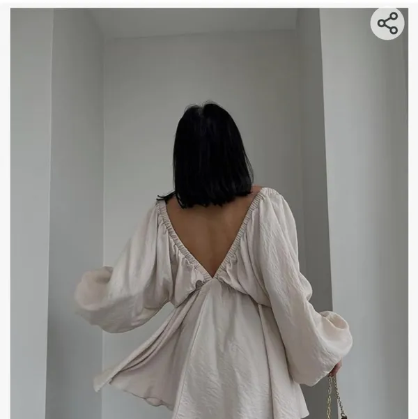 Sexy Deep V neck Puff Long Sleeve Mini Dress backless high waist Ruffle … - Image 2