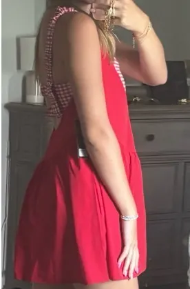 Hazel and Olive Double Layered Active Romper Dress - Red and White - Image 2