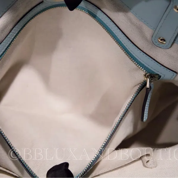 Gucci Denim and Light Blue Leather Shoulder Bag - Image 9
