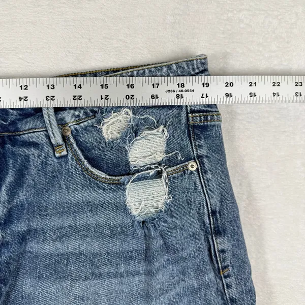 Good‎ American High Rise Distressed Denim Cut Off Shorts Blue Size 20 GB002T - Image 3