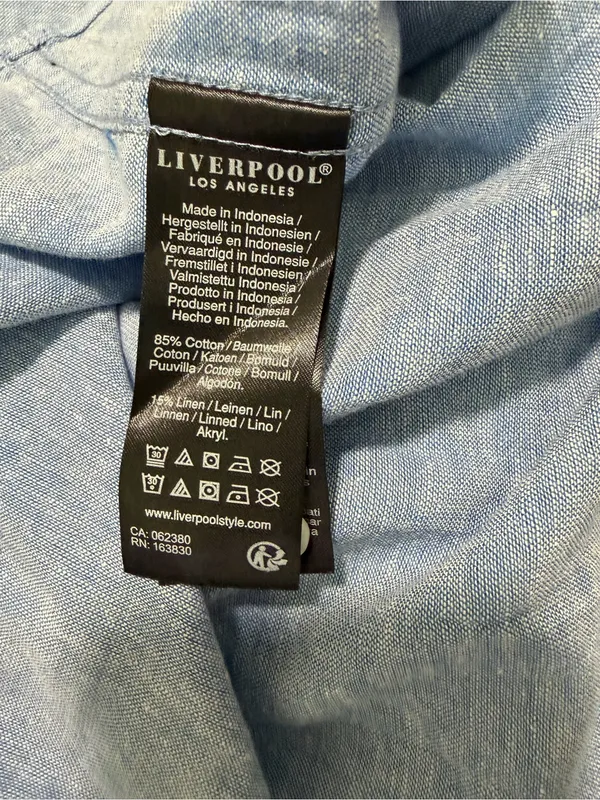 Liverpool Los Angeles Women XXL Blue Chambray Linen Blend Roll Tab Shirt NWT - Image 7