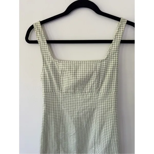 Lulu's Happy Chance Sage Green Gingham Square Neck Mini Dress size XS - Image 4