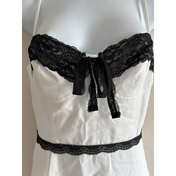 ASTR The Label‎ Lace Contrast Bustier Dress White Black M Medium Midi Cocktail - Image 6