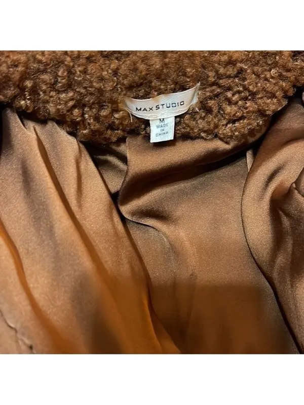 Teddy Jacket Coat Women’s Size Medium Brown Max Studio - Image 10