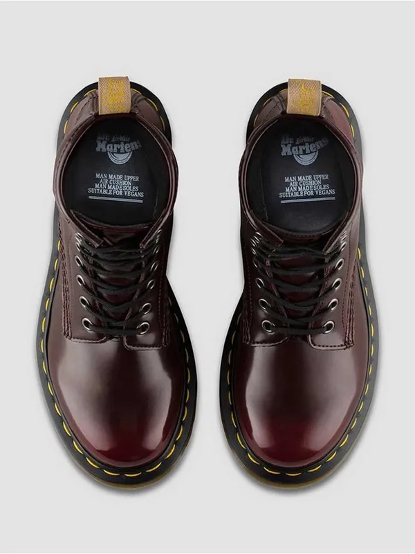 Dr Martens vegan 1460 cherry red Cambridge brush OG lace up unisex boots - Image 3