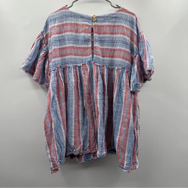 Free People Summer Nights‎ Blue Lagoon Oversized Striped Babydoll Dress Sz XS - Image 6