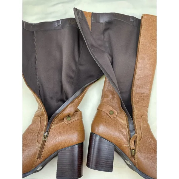 Franco Sarto Womens Brown Pebbled Leather Heeled Boots Size 8M SKU 6723 - Image 7