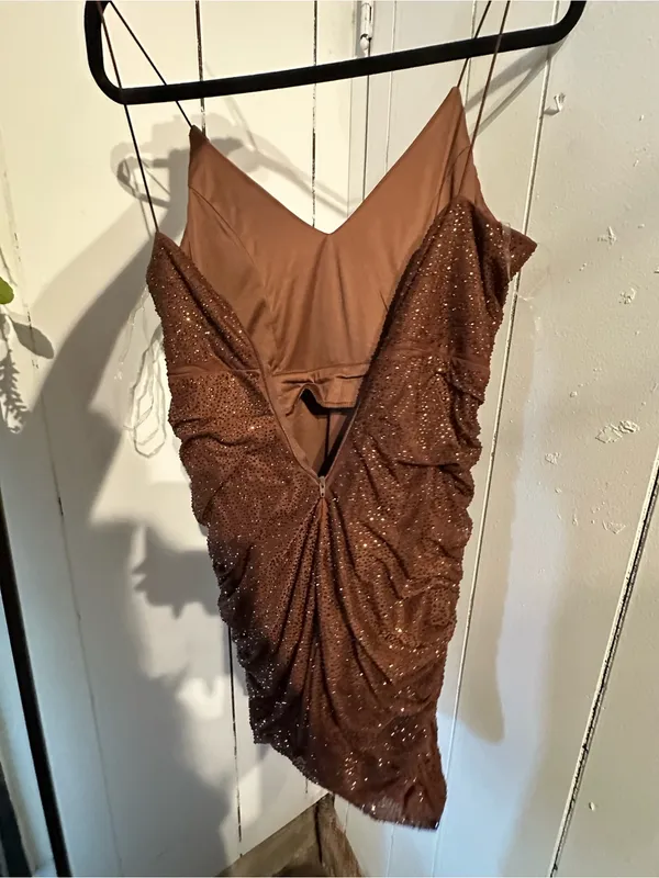 AKIRA NWT Rhinestone chocolate brown mini dress - Image 3