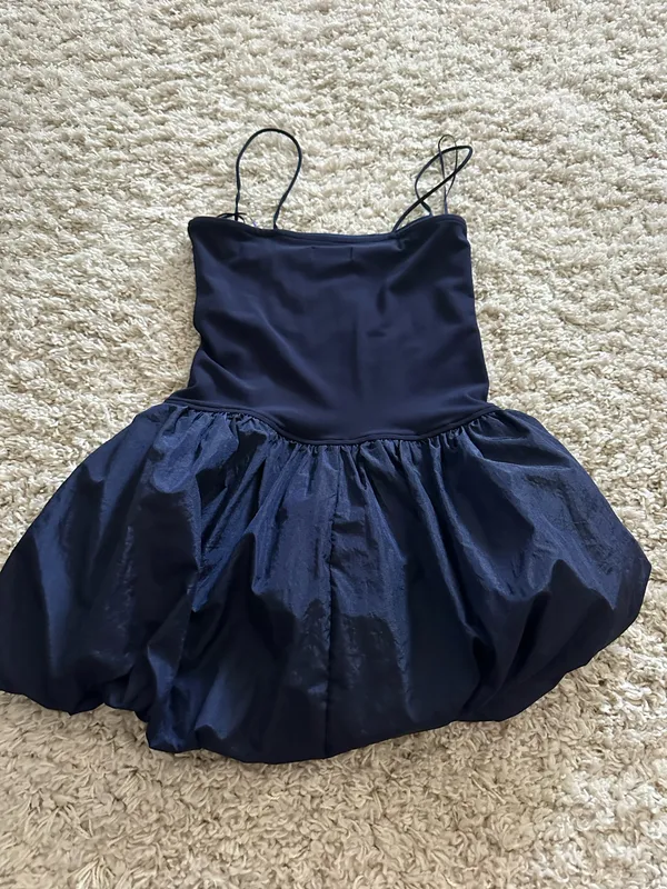 Edikted Navy Mini Puff Dress - Image 2