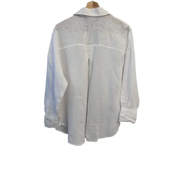 ZARA White 100%Linen women's Long Sleeve Button Down Shirt Small NWT 8372/034 - Image 6