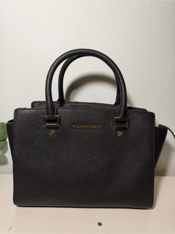 Michael Kors Black Saffiano Leather Satchel with Gold Hardware - Image 3