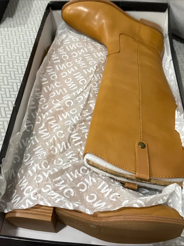 INC International Concepts Amber Really Leather Cognac Tall Boots Size 9.5 - Image 14