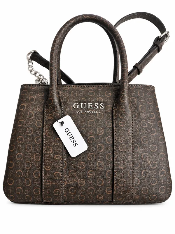 NWT GUESS Brown Monogram Logo Satchel Crossbody Bag - Image 3