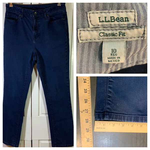 LL‎ Bean Classic Fit Straight Leg Jeans Womens 10 Reg Dark Indigo Blue 284078 - Image 12