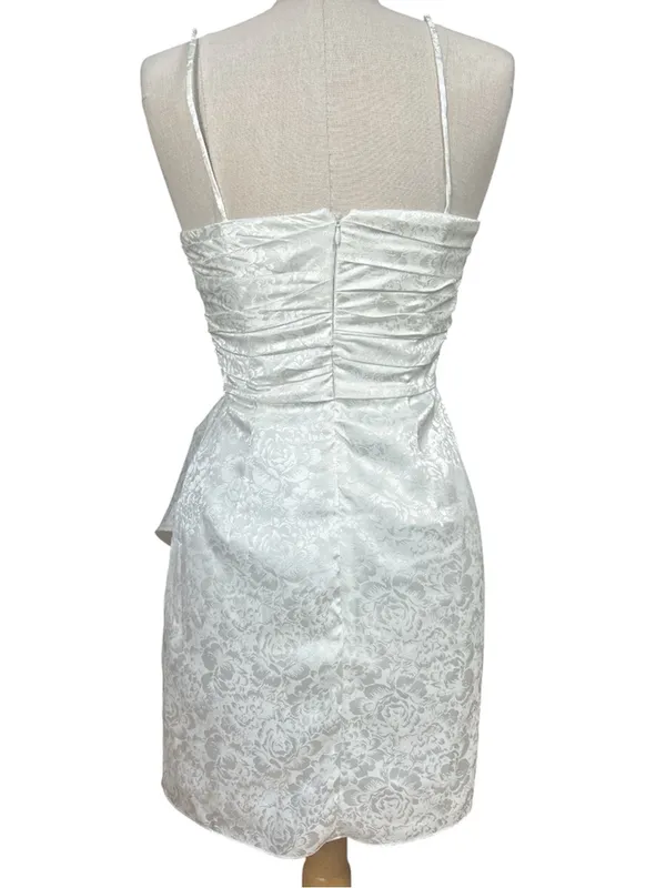 Ronny Kobo June Floral Jacquard Draped Mini Dress in White Size Small Bridal - Image 5