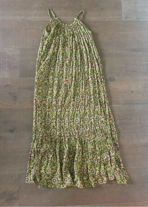 by anthropologie flounced citron printed lounge maxi dress - Image 3